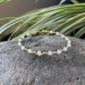 Handmade Gold Wire Grey Blue Jade Bangle