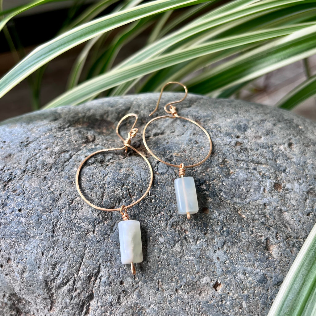 Handmade New Jade/Labradorite Hoop Earrings
