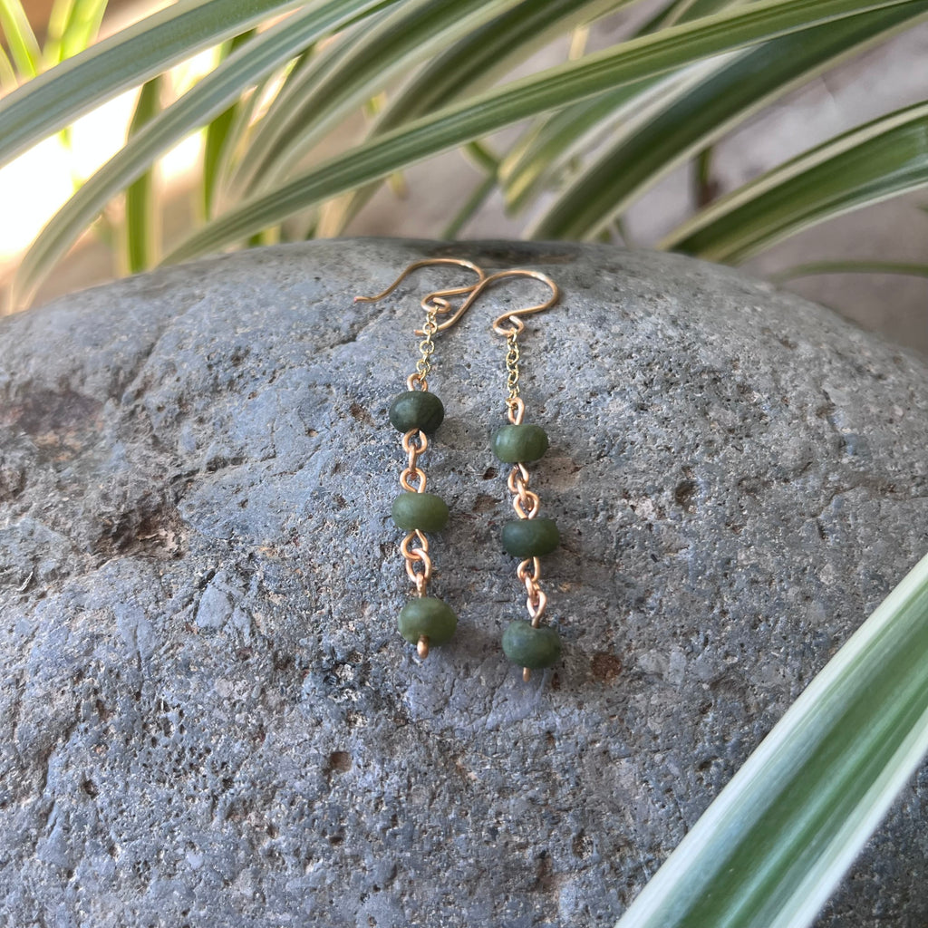 Handmade Matte Agate/Jade/Larvikite Dangling Earrings