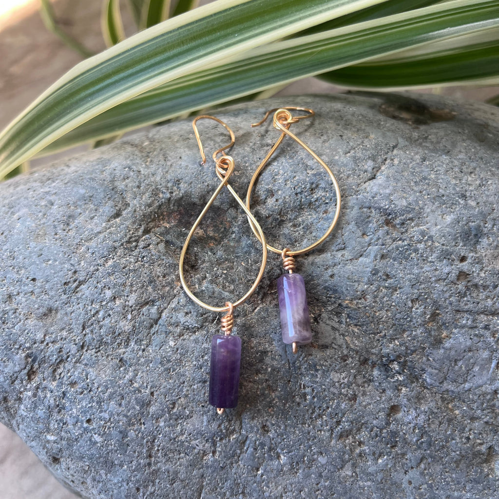Handmade Amethyst Teardrop Earrings