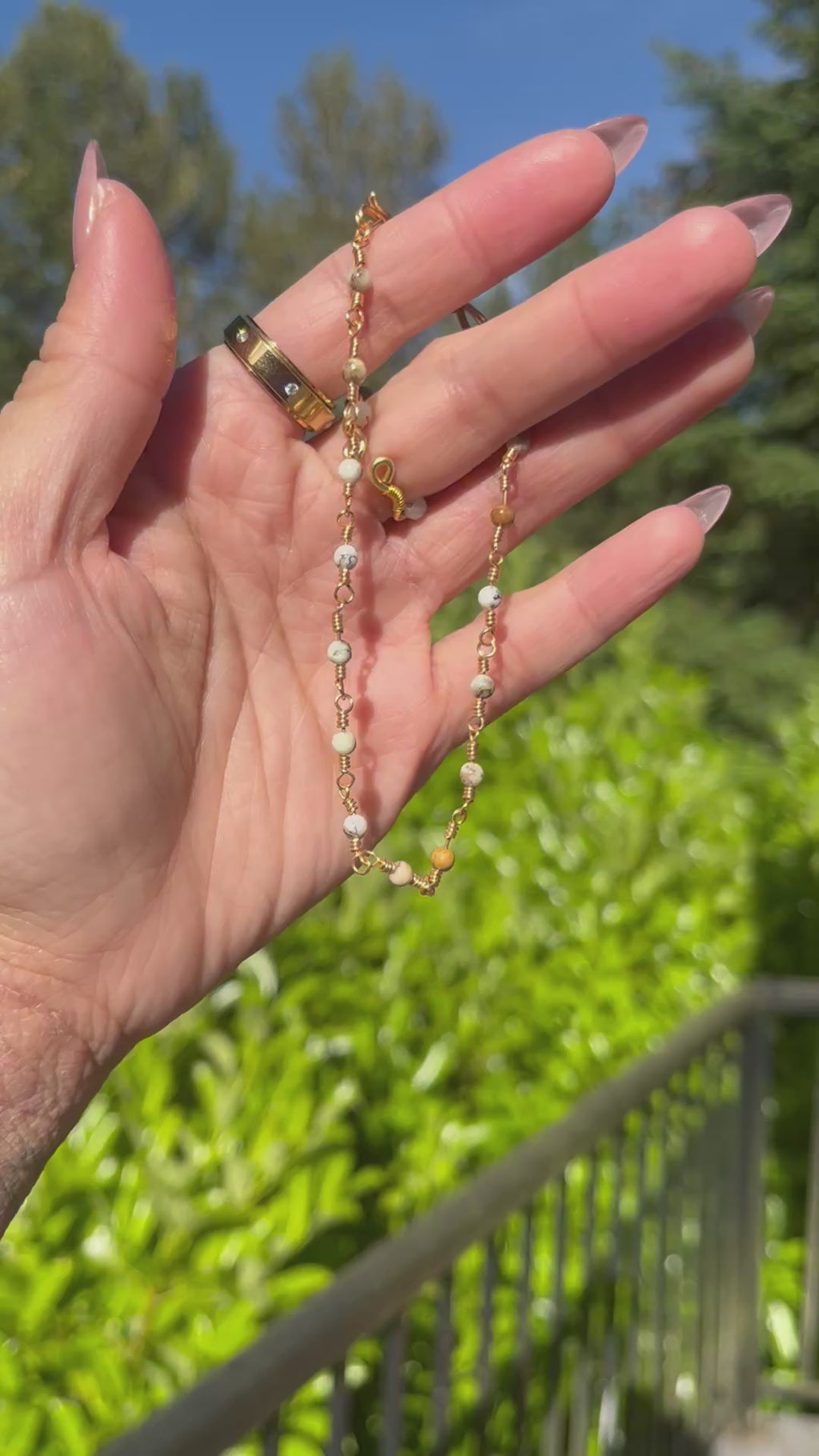 Handmade Gold Chainlink Chrysoprase Anklet