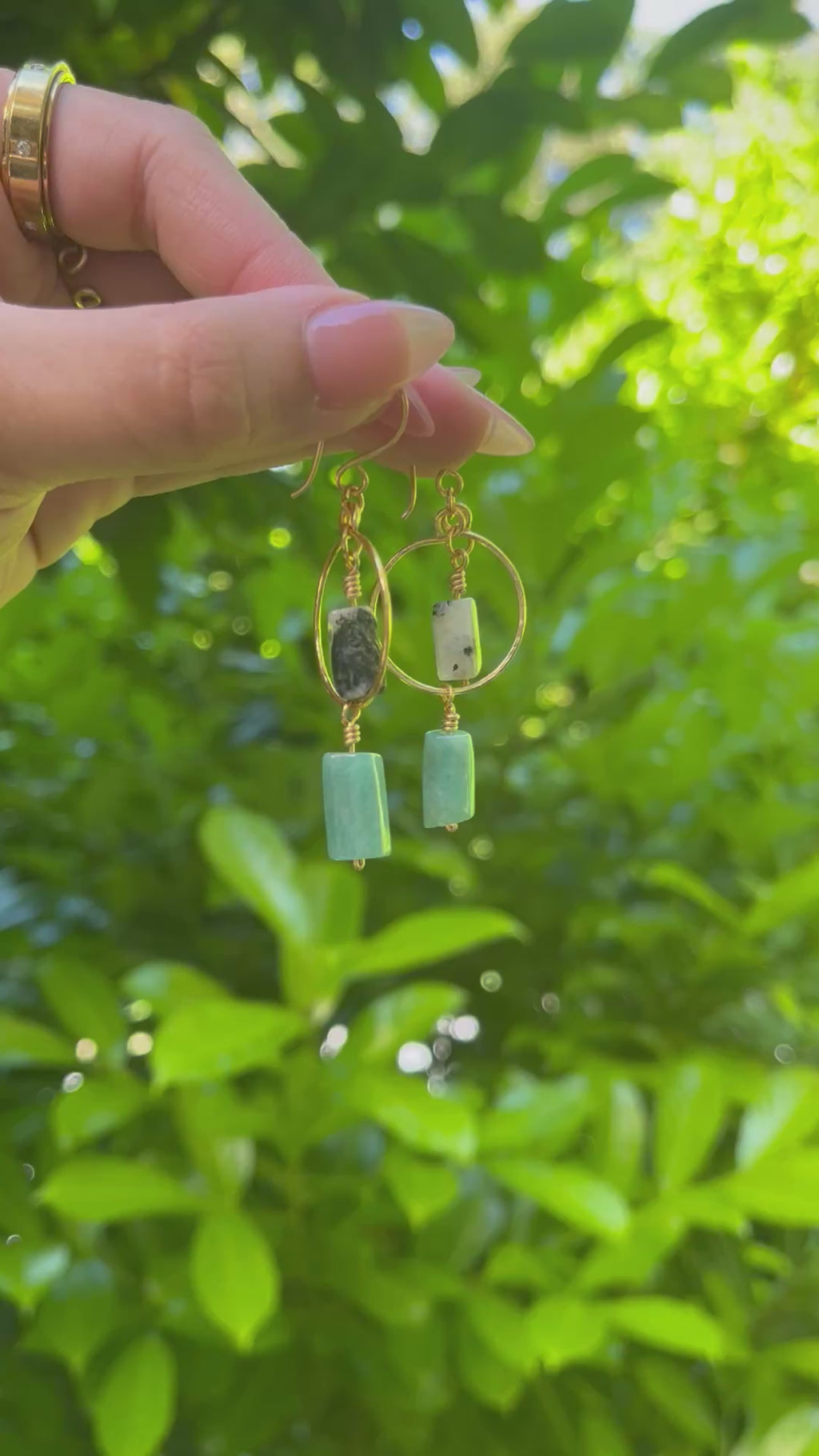 Handmade Peruvian Amazonite & Labradorite Dangling Earrings