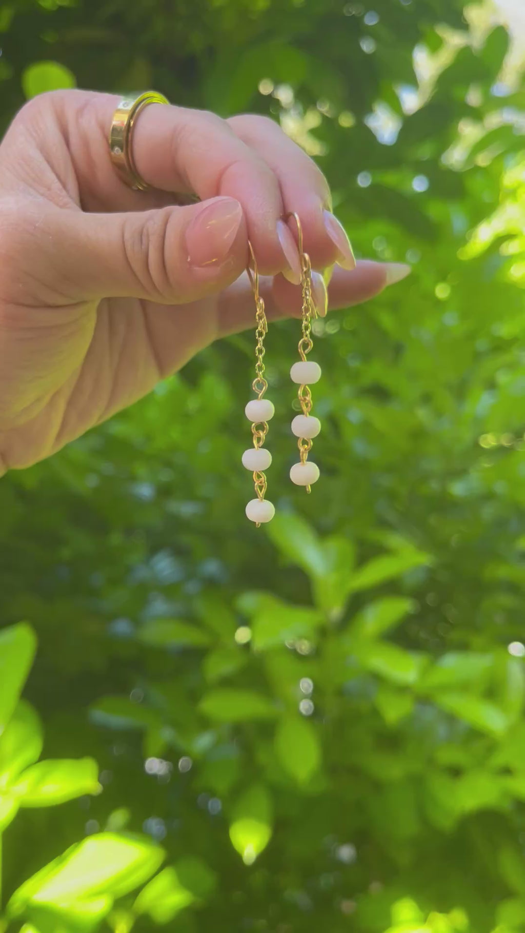 Handmade Matte Agate/Jade/Larvikite Dangling Earrings
