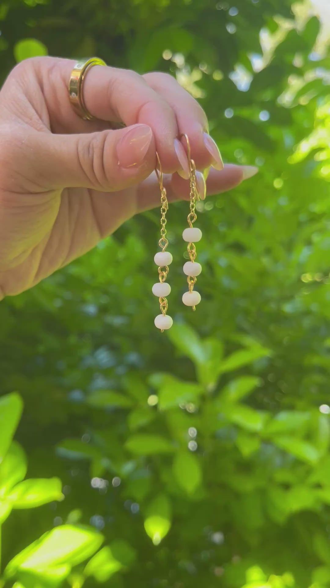 Handmade Matte Agate/Jade/Larvikite Dangling Earrings