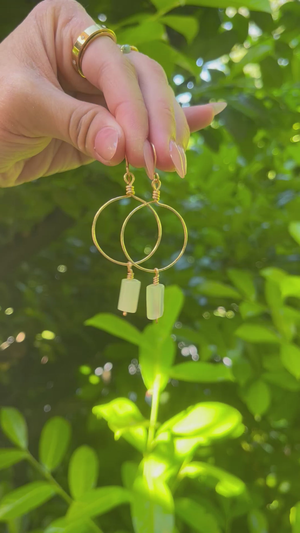 Handmade New Jade/Labradorite Hoop Earrings