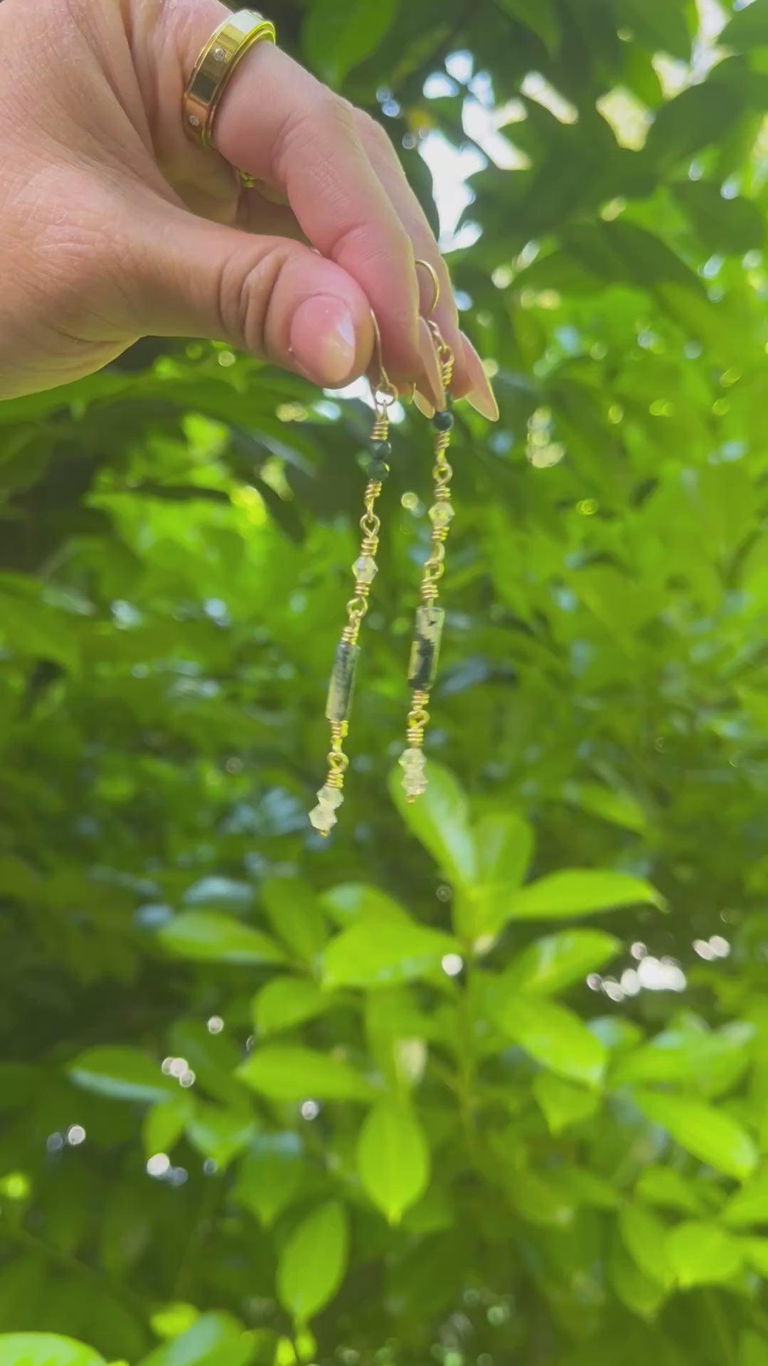 Handmade Green Moss Agate Dangling Earrings