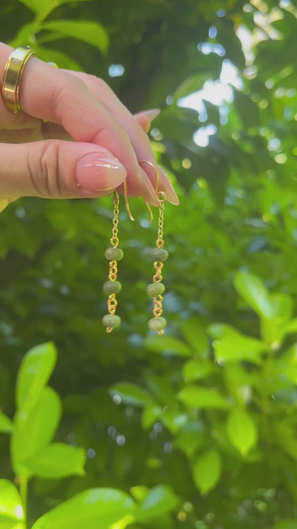 Handmade Matte Agate/Jade/Larvikite Dangling Earrings