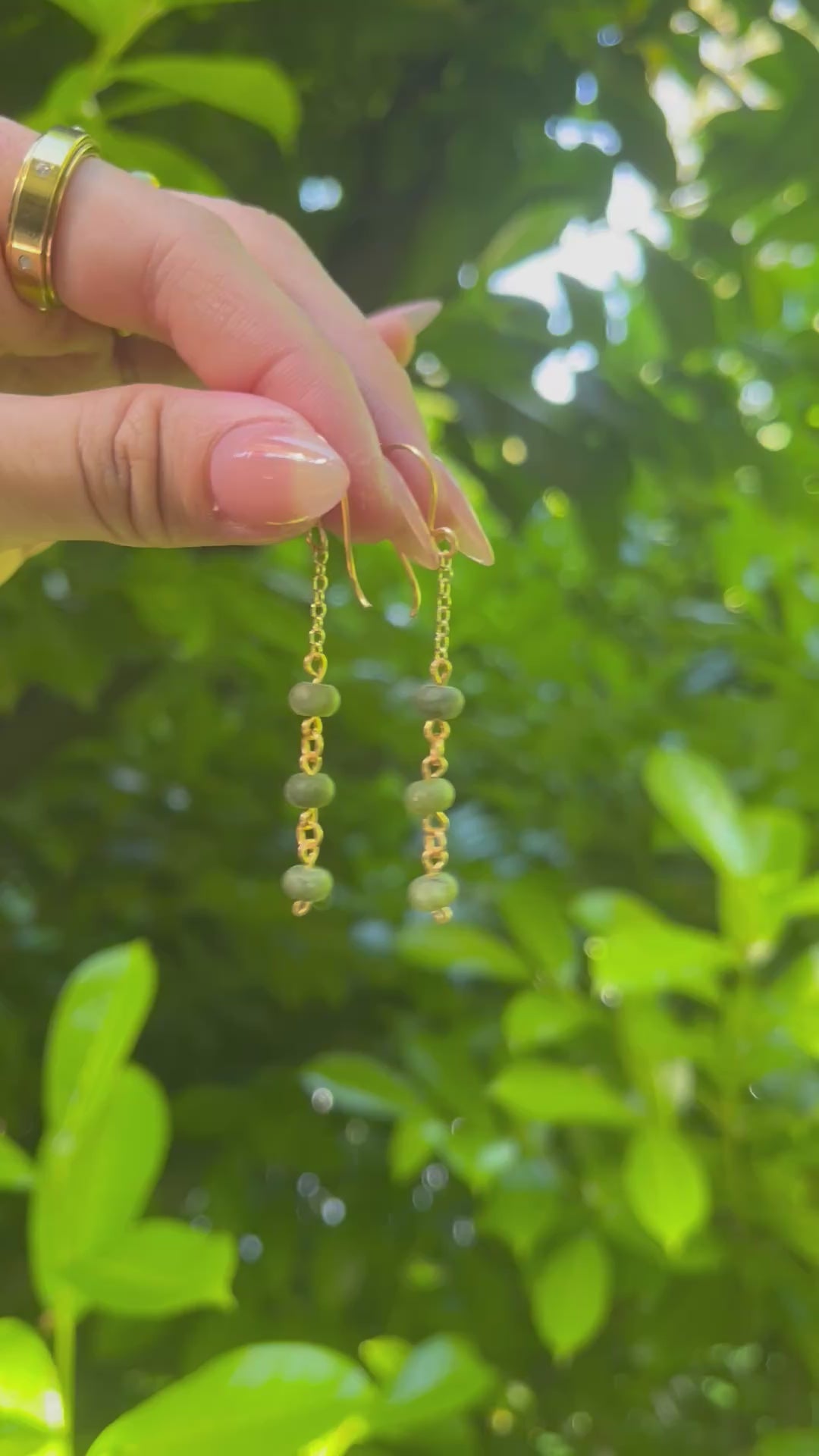 Handmade Matte Agate/Jade/Larvikite Dangling Earrings