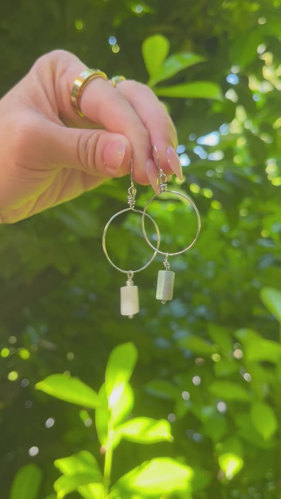 Handmade New Jade/Labradorite Hoop Earrings