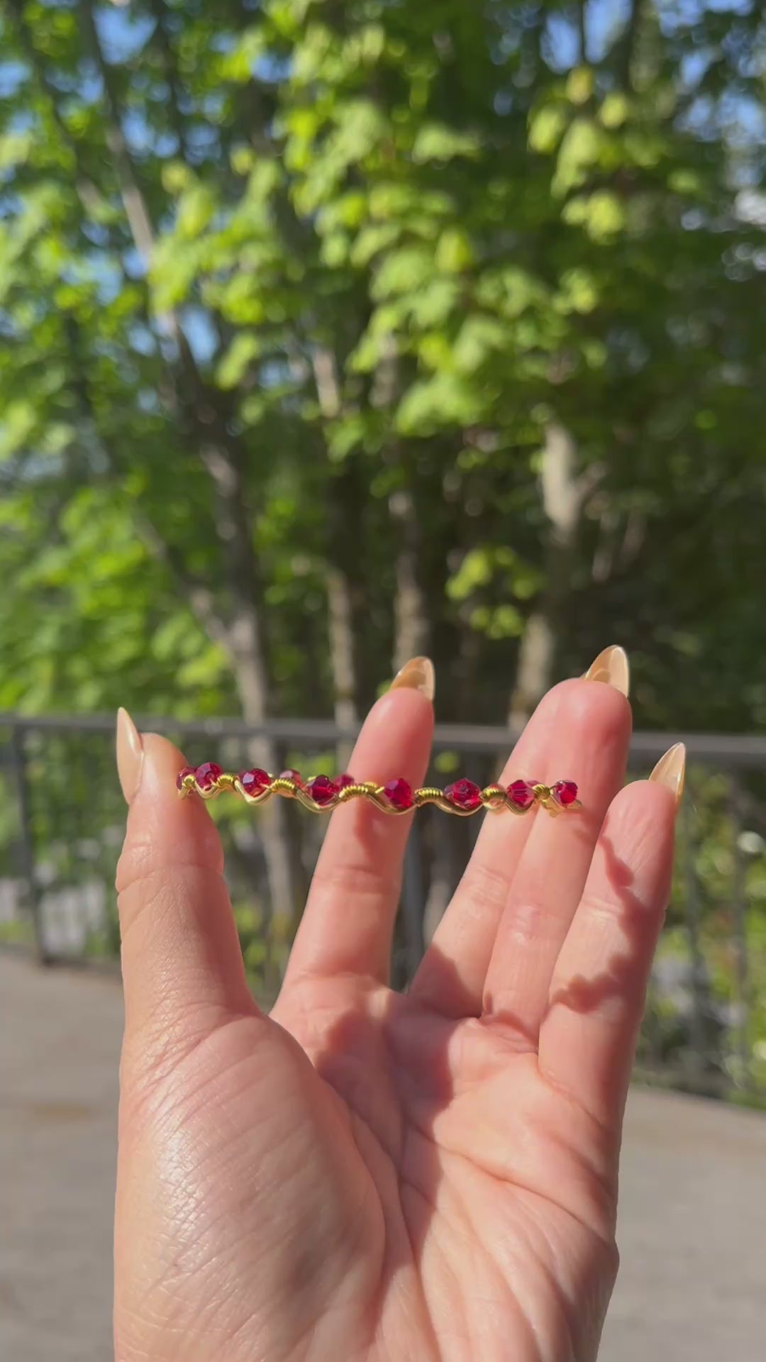 Handmade Gold Wire Glass Bead Bangle