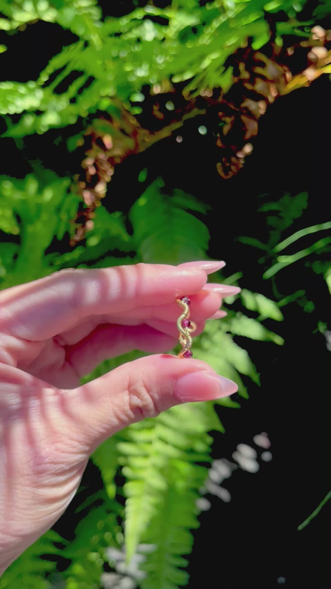 Handmade Gold Wire Red Garnet Adjustable Ring
