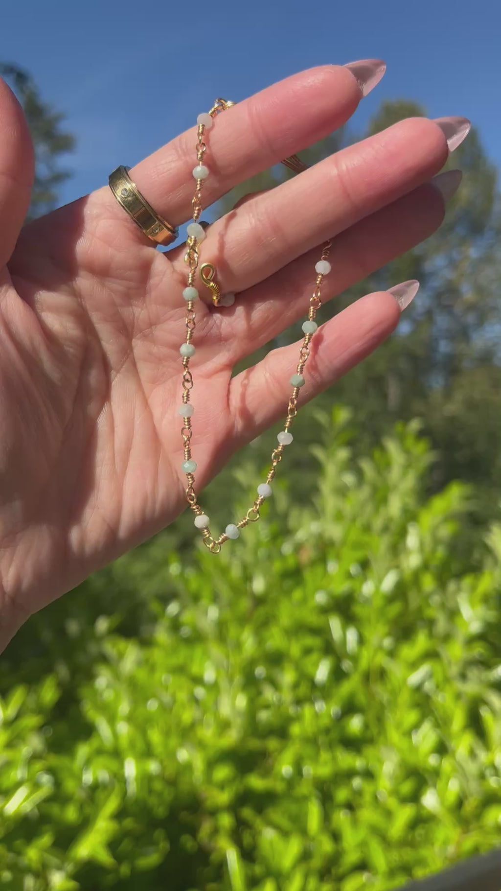 Handmade Gold Chainlink Burmese Jade Anklet